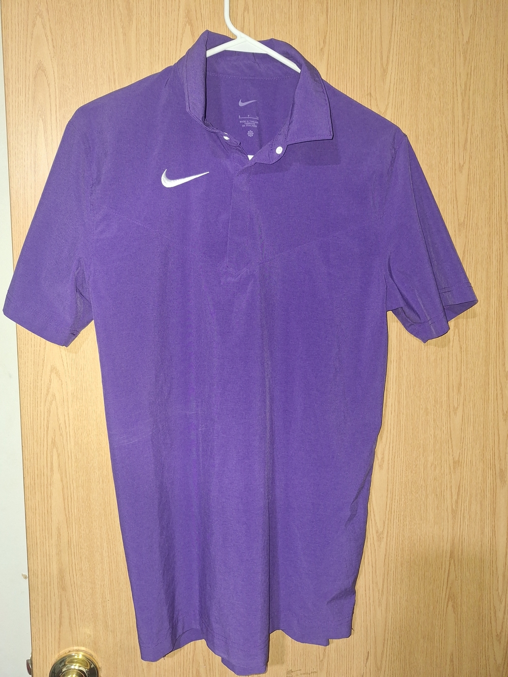 Nike Purple Short-Sleeve Polo with White Swoosh Logo